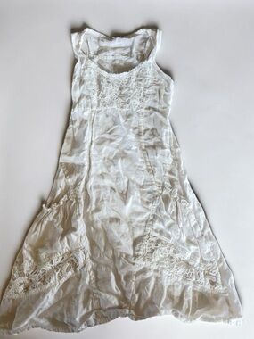 Girls Cottagecore Dress White Lace Hemming Size S Vintage Style